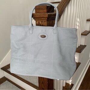 Vintage Furla Shoulder Tote Bag in Very Soft Light Blue Genuine Leather